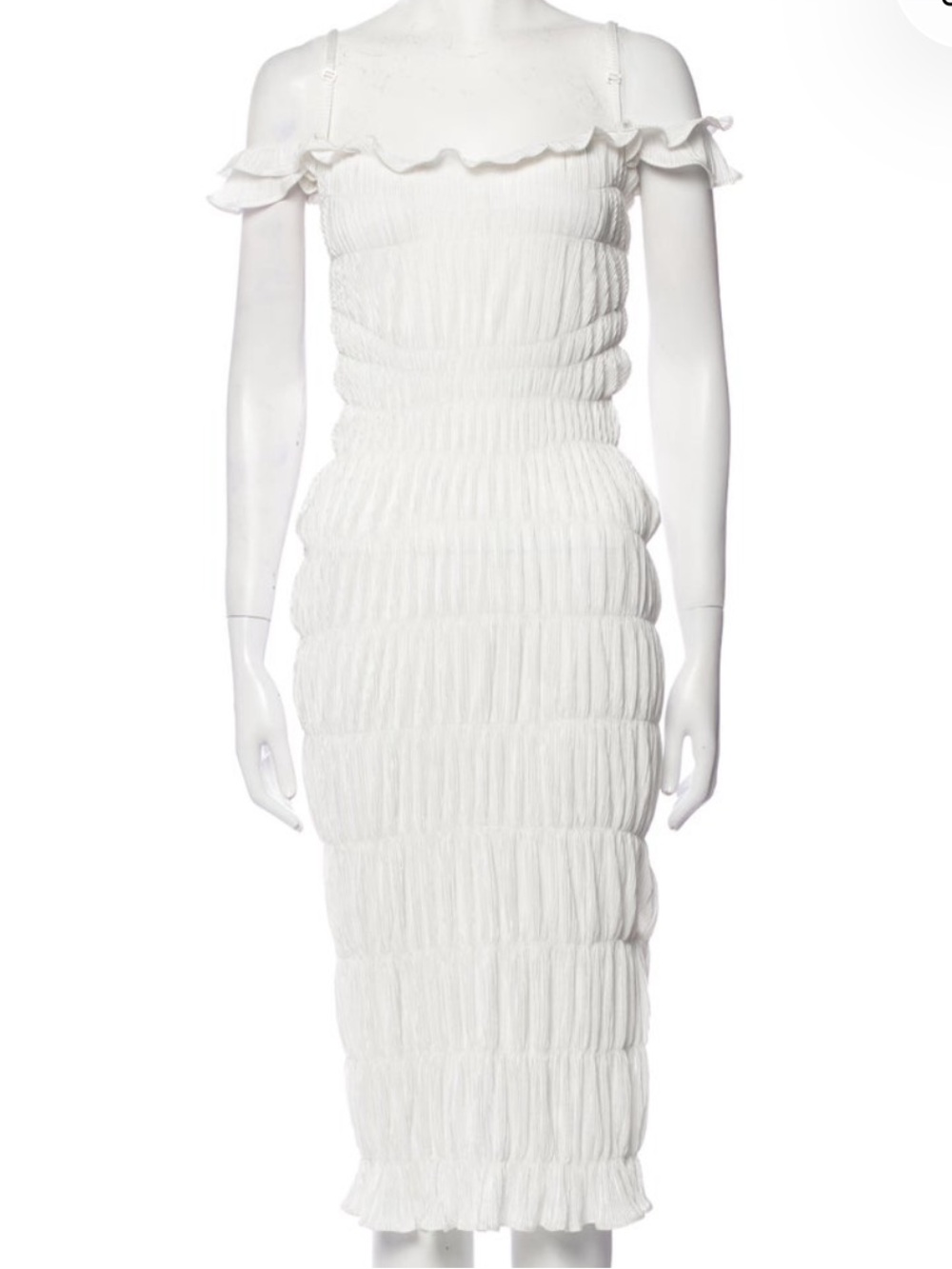 georgia hardinge | square neckline midi length dress 🤍